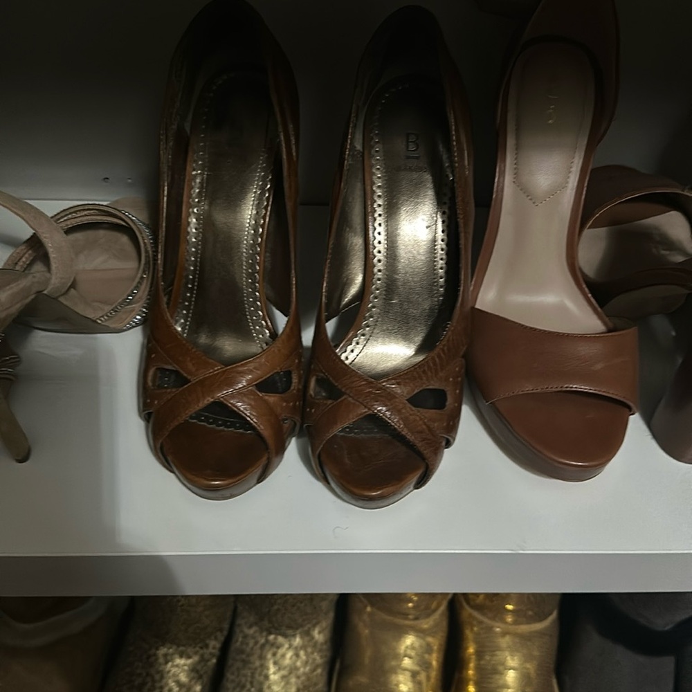 Very sexy open toe Cognac heel size 8.5
